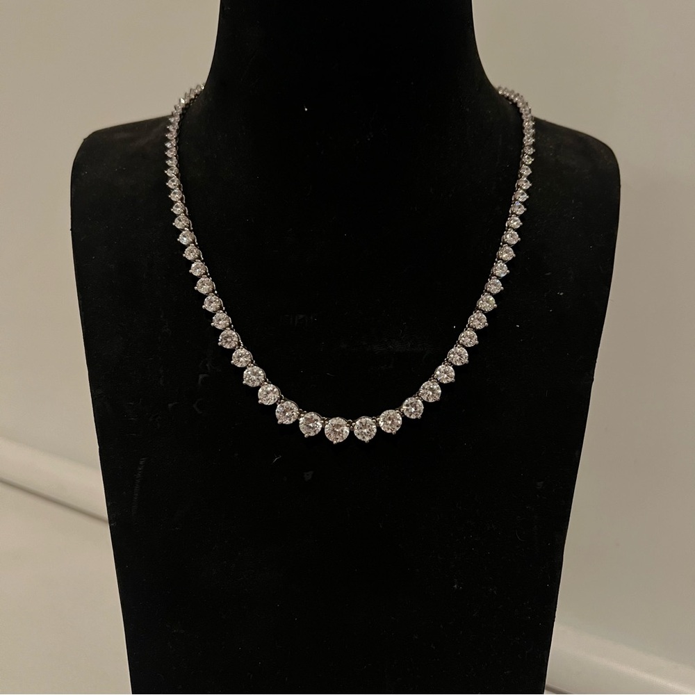 Diamonique Sparkling Silver Necklace